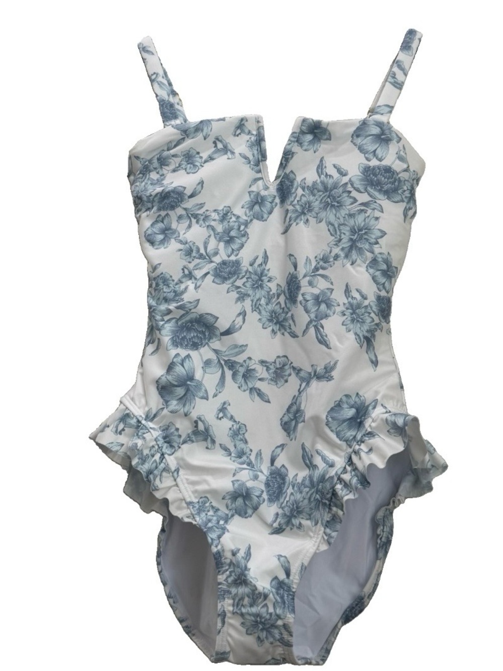 HERMOZA Abigail Blue Floral V Cutout One Piece Swimsuit Women’s US Size 2 NWT